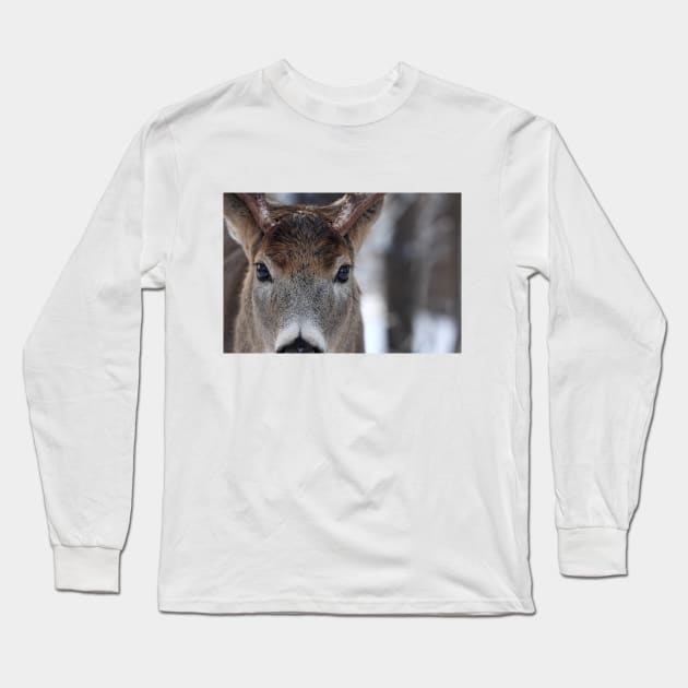 White-tailed Deer Buck up close and personal Long Sleeve T-Shirt by Jim Cumming
